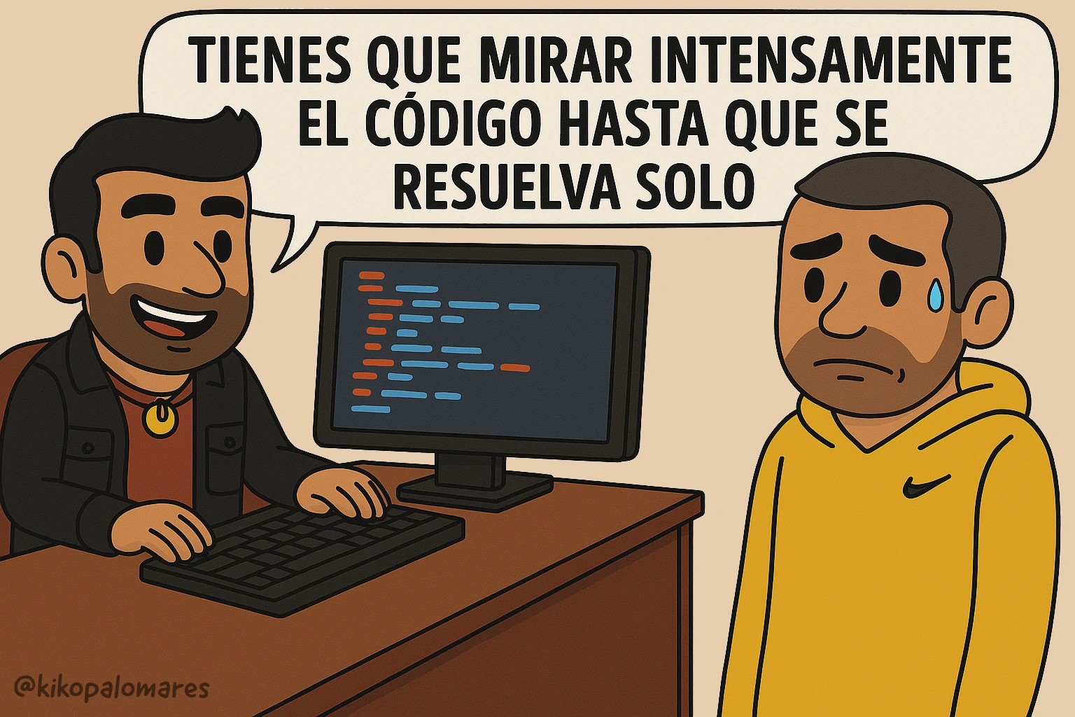 Kiko explica: Tienes que mirar intensamente el código hasta que se resuelva solo.