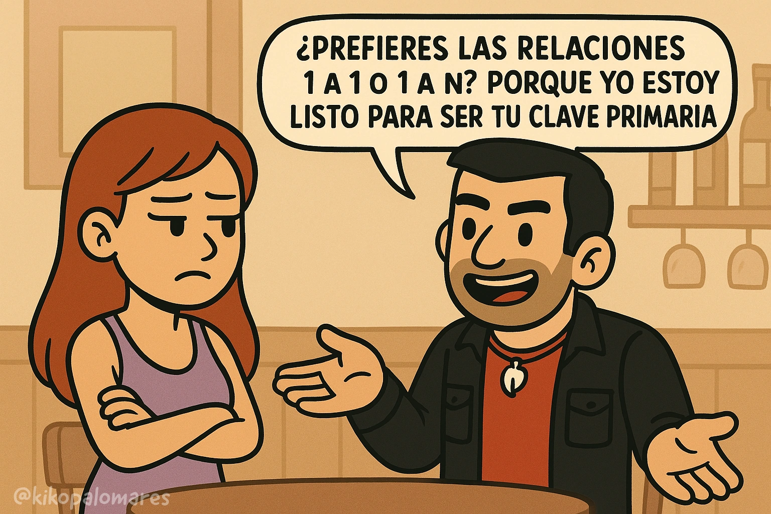Kiko pregunta por las relaciones uno a uno o uno a muchos y se ofrece como clave primaria.
