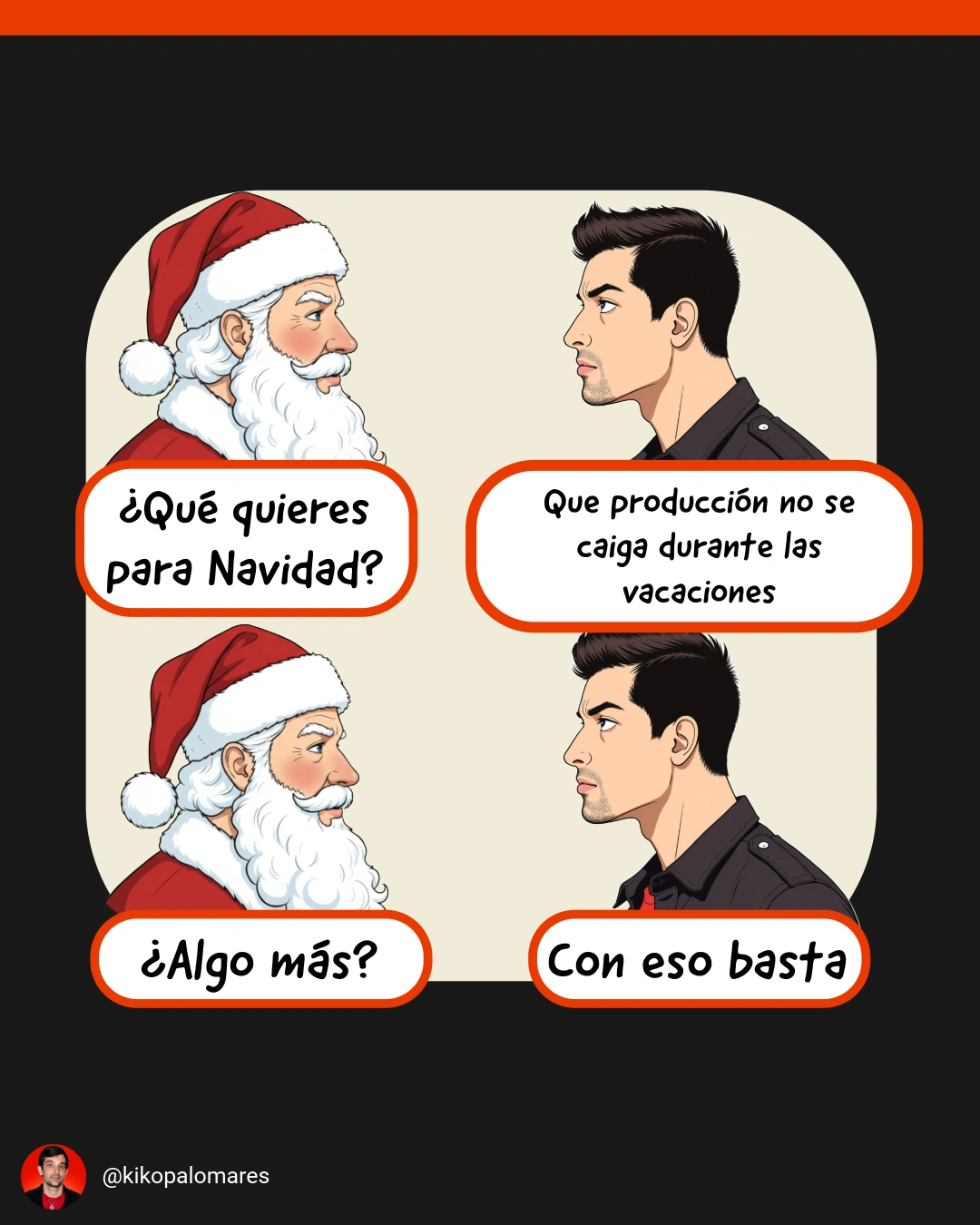 Kiko pide a Santa Claus que producción no se caiga durante las vacaciones.