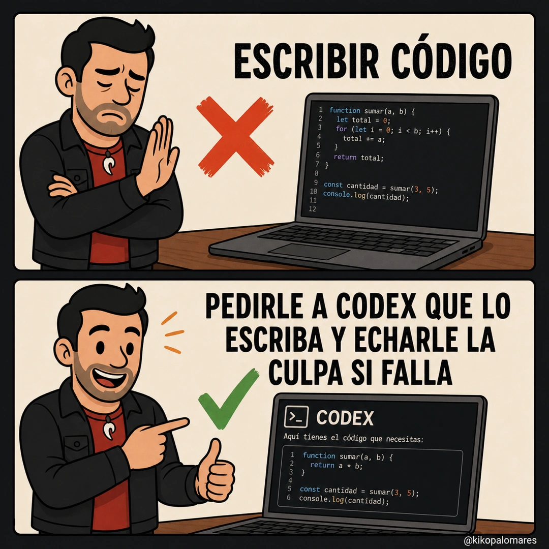 Kiko rechaza escribir código y aprueba pedírselo a Codex para poder culparlo si falla.