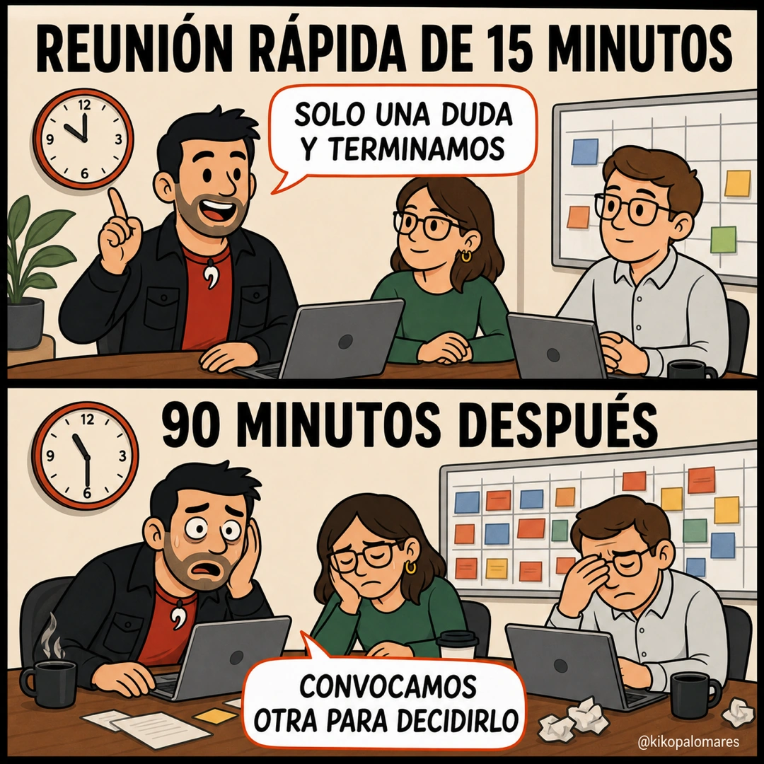 Una reunión que Kiko anuncia como breve termina noventa minutos después con otra reunión pendiente.
